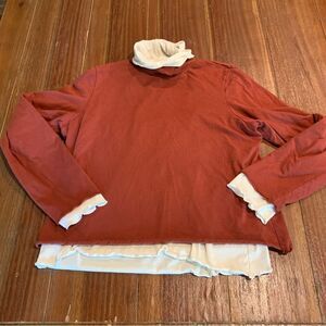 Soft Surroundings Rust Cream Turtleneck Top Layered L